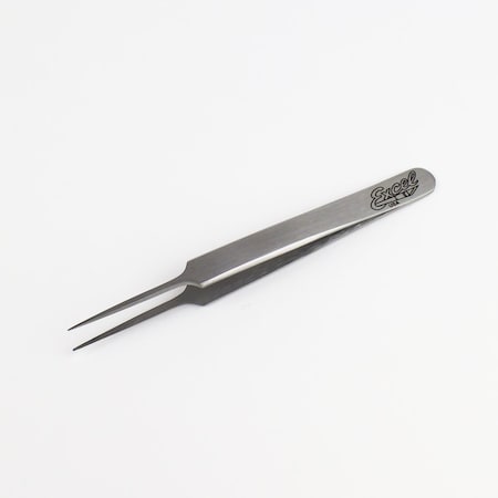 Excel Blades Straight Point Tweezers Needle Point Precision Tweezers Silver, 12pk 30418